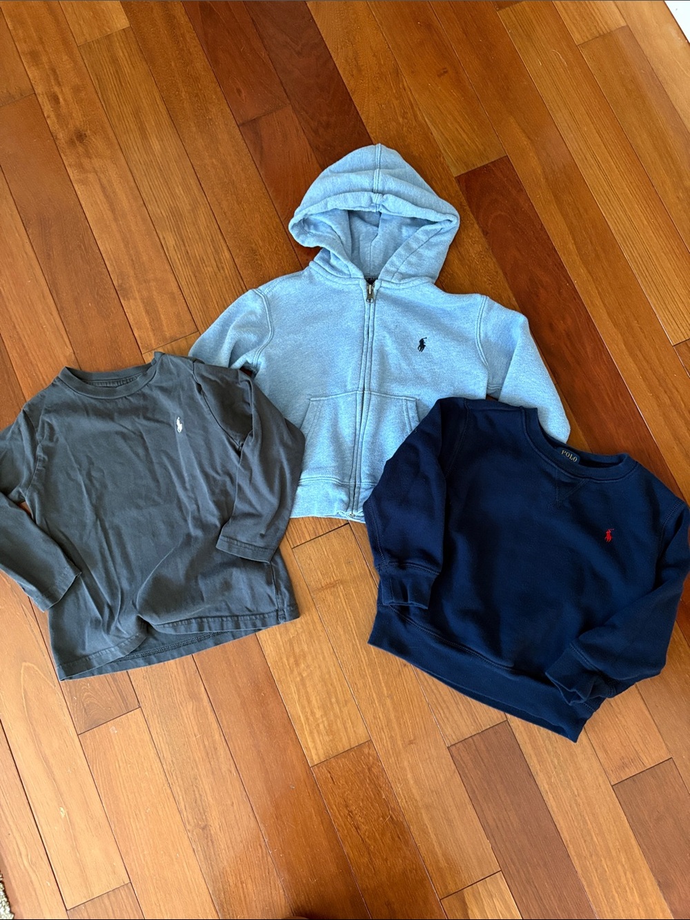 Polo by Ralph Lauren Kids Light Blue Zip Hoodie with Navy & Gray Tops